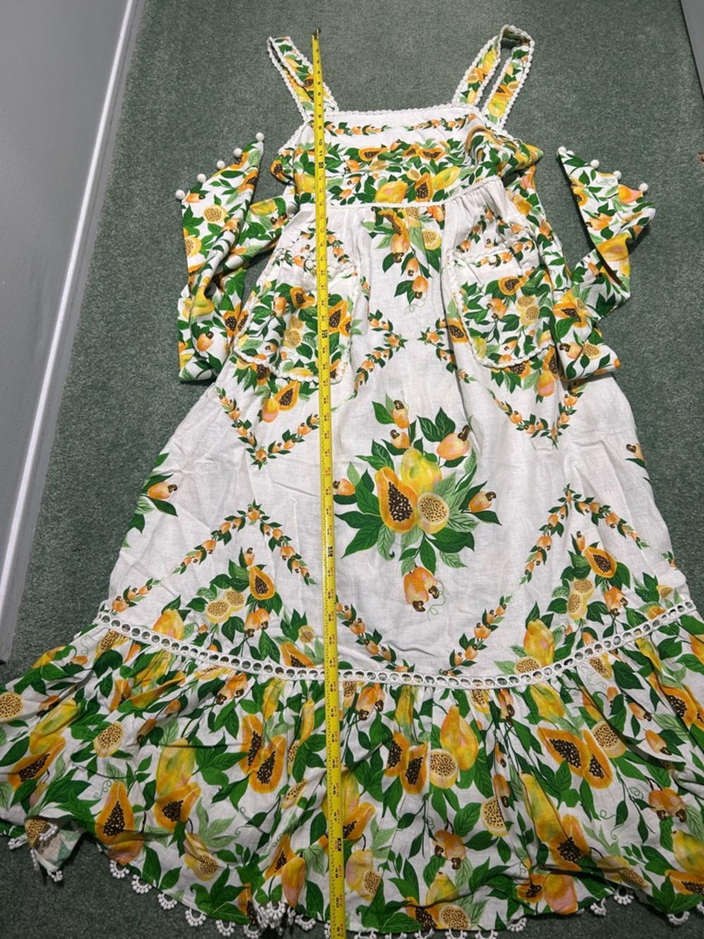 NWT FARM Rio Papaya Salad Scarf Off-White Knit Maxi Dress. Size XS - Picture 5 of 16